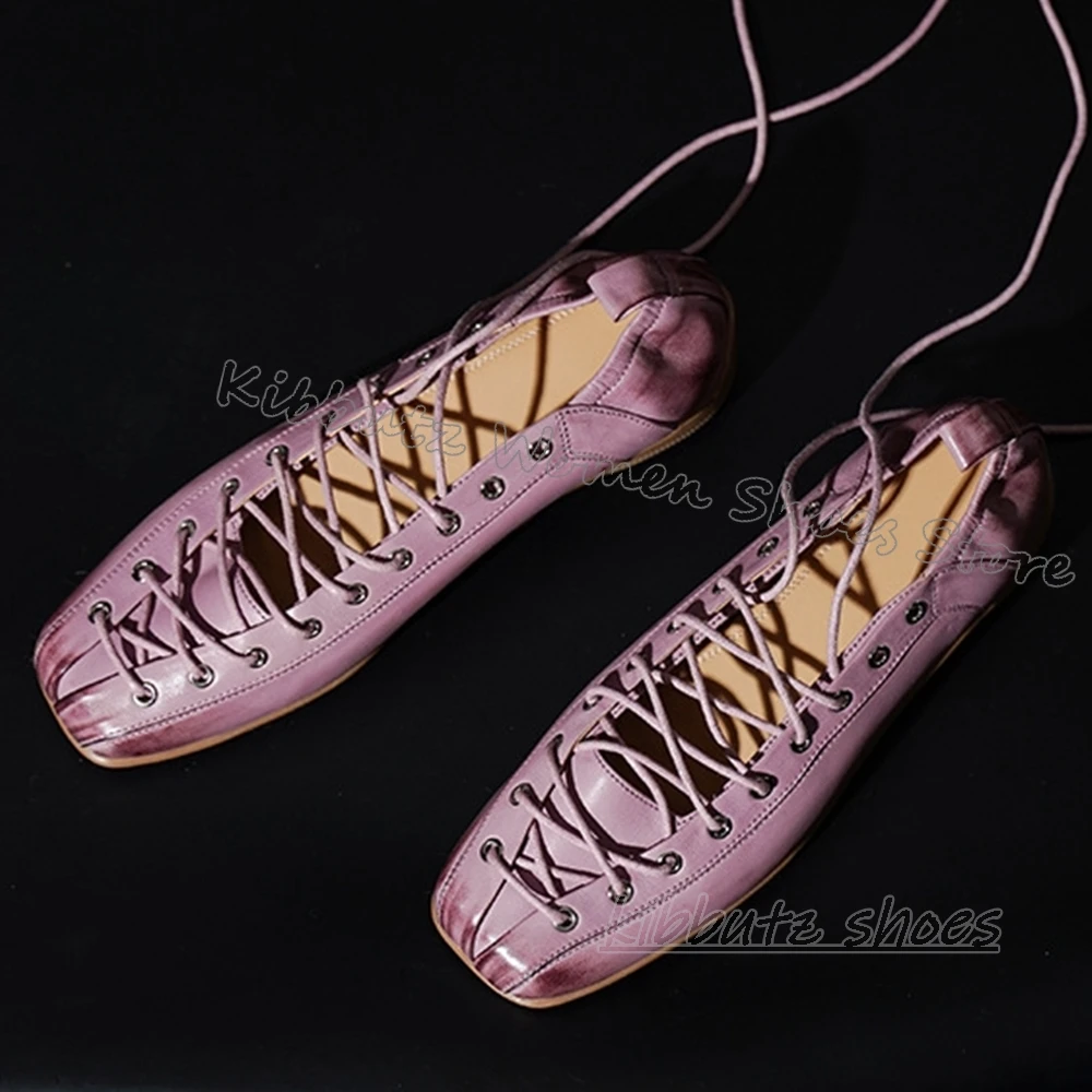 Ballet Flat Women - Ballet Pump Cross Strap Lace-Up Leather