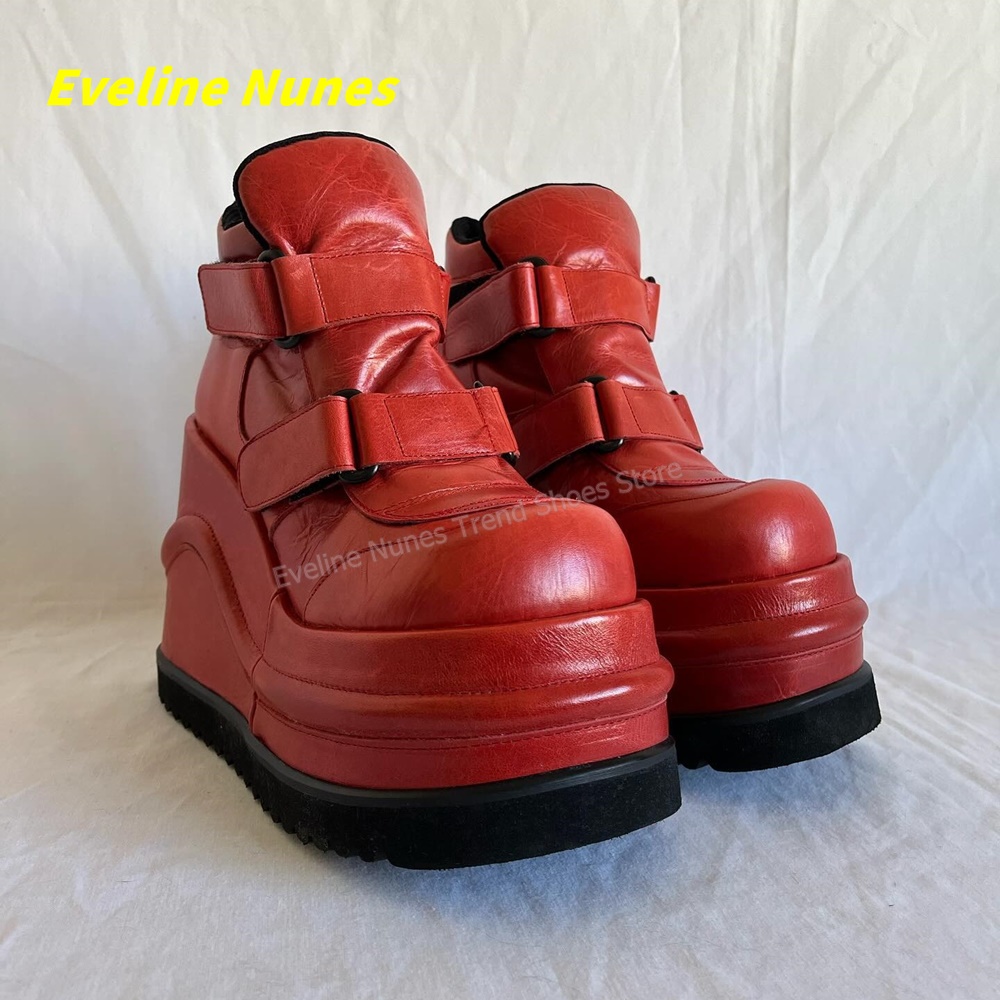 Women'S Shoes Red Bottoms - Y2K Gothic Red Wedge Platform Boots