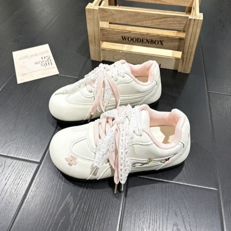Women'S Shoes Back To School - Women Sneakers Floral Embroidery Sweet Lace