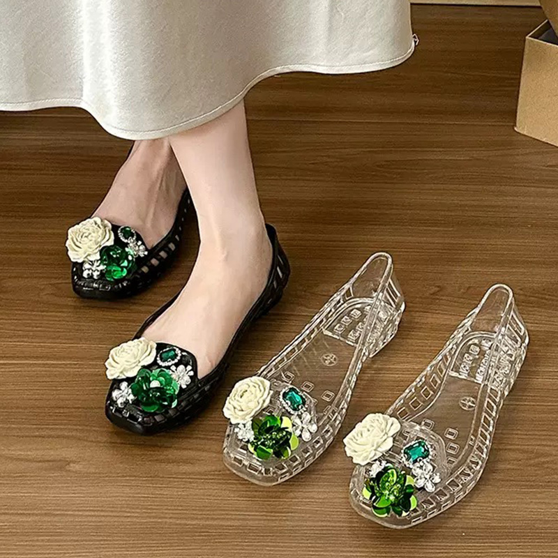Luxury Big Rhinestone Flower S - đánh giá và giá Jelly Sandal Women