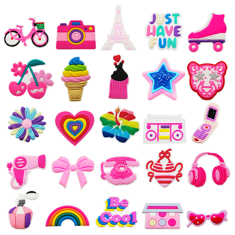Cute Pink Bow Bicycle Rainbow  - đánh giá và giá Croc Style Clog