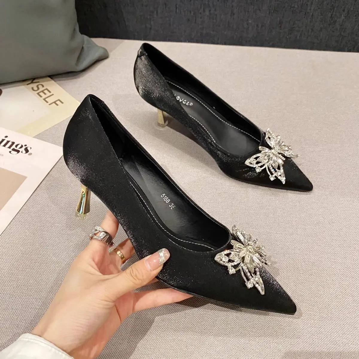 Pointed Toe Rhinestone Shoes f - đánh giá và giá Women Shoes Quick Delivery