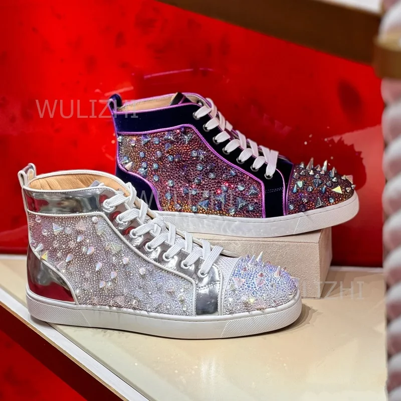 Dark Purple Crystal Rivet Men  - đánh giá và giá Women'S Shoes Red Bottoms