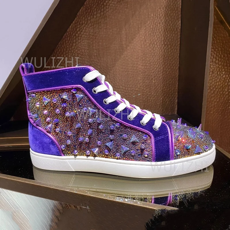 Dark Purple Crystal Rivet Men  - đánh giá và giá Women'S Shoes Red Bottoms