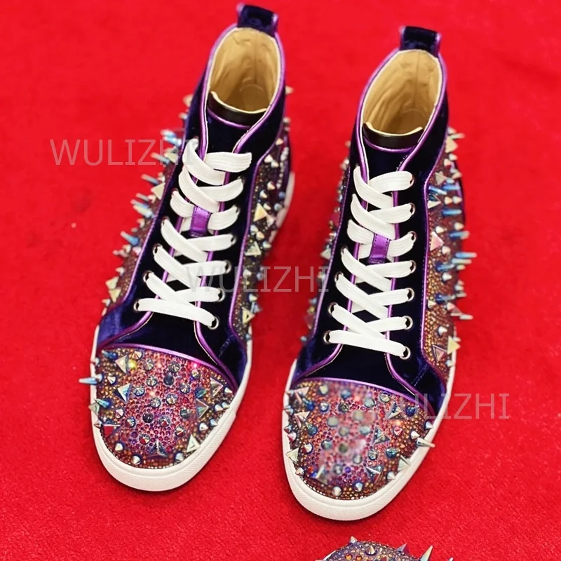 Dark Purple Crystal Rivet Men  - đánh giá và giá Women'S Shoes Red Bottoms